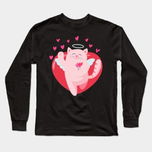 Funny Valentines Day Cats Kitten Valentine Cat Dad Cat Mom Long Sleeve T-Shirt